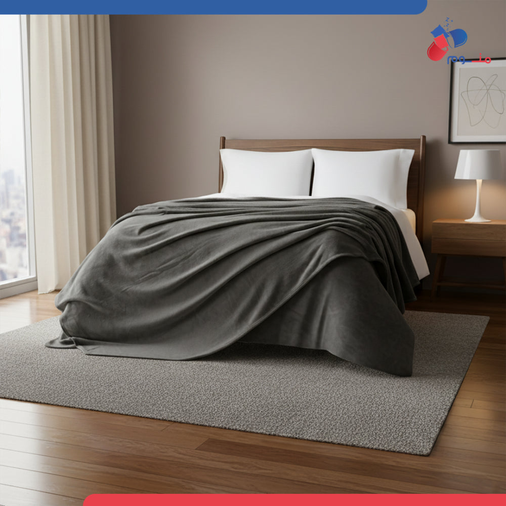 بطانية دونتيلا سادة من الصوف - لون رصاصي غامق