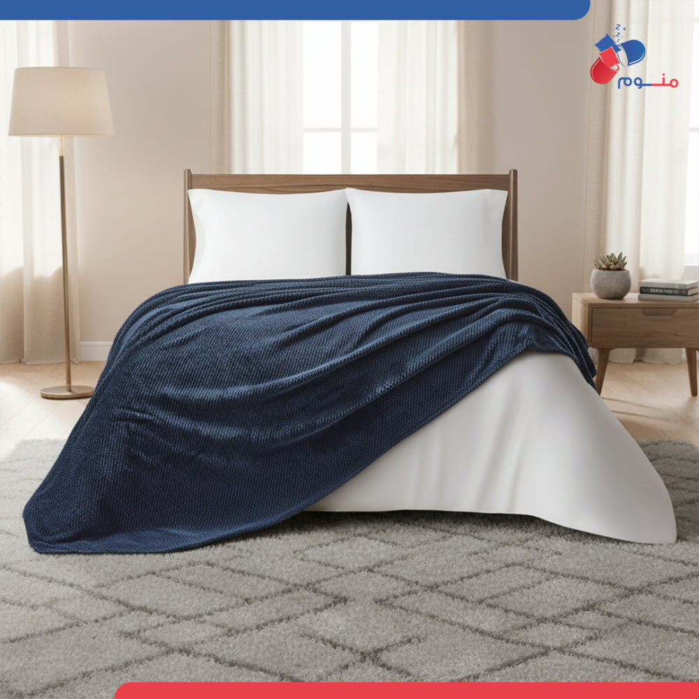 بطانية دونتيلا جاكار من الصوف - لون كحلي