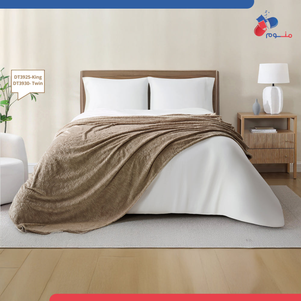 بطانية دونتيلا مزخرف من الصوف - لون بني