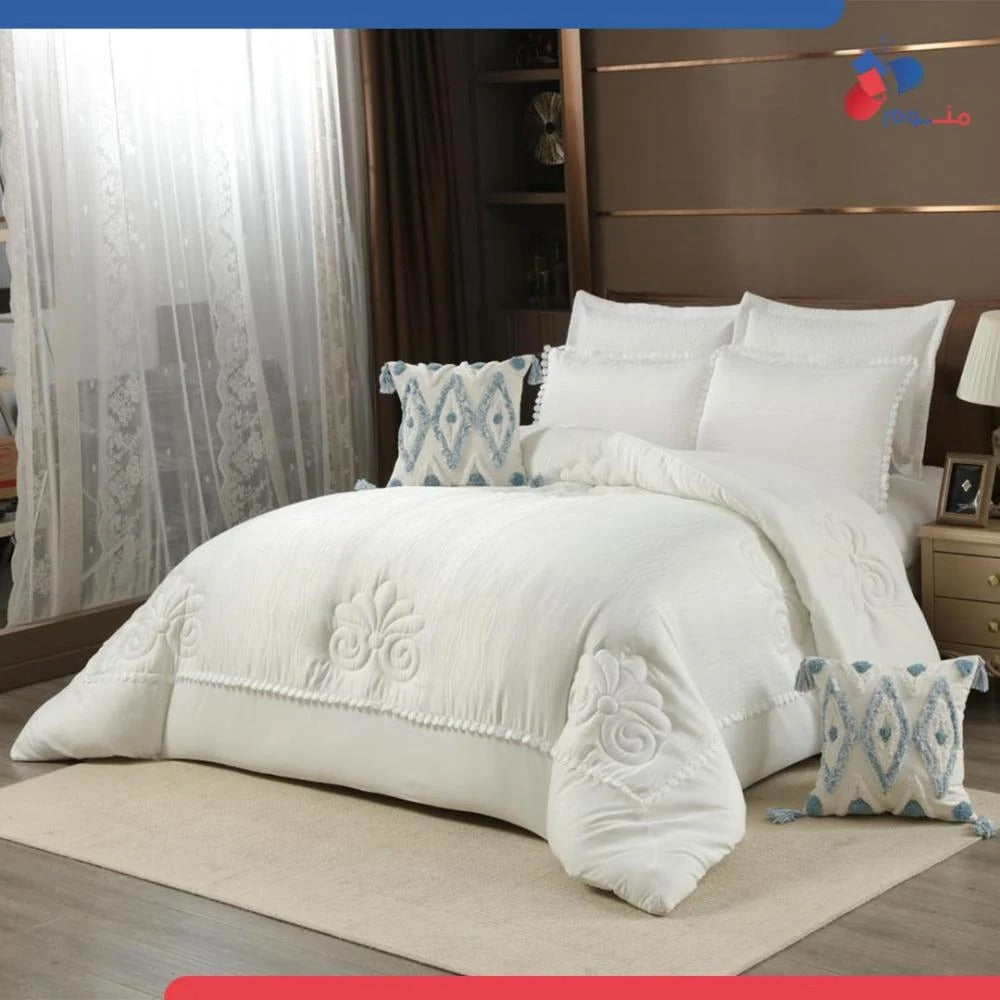 بكج الليلة دي غير - مفرش عرايس + مرتبة تطرية 20 سم + 2 منشفة + 2 روب حمام + 2 طقم سليبر + 4 مخدات + 4 واقي مخدة + واقي مرتبة